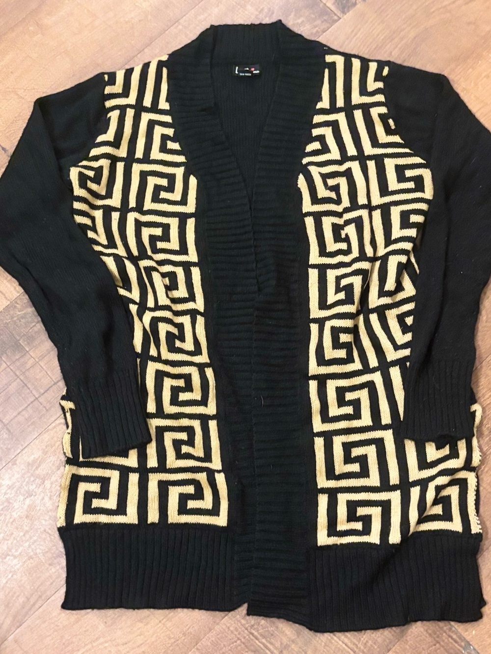 Love By Design Black Knit Cardigan with Gold Accent